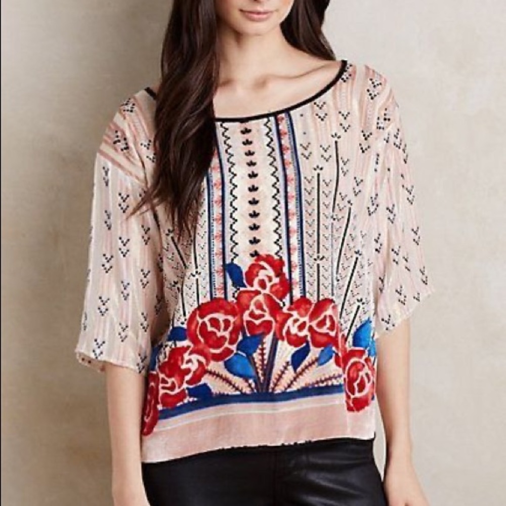 Anthropologie Moulinette Soeurs Velvet Posey Top.